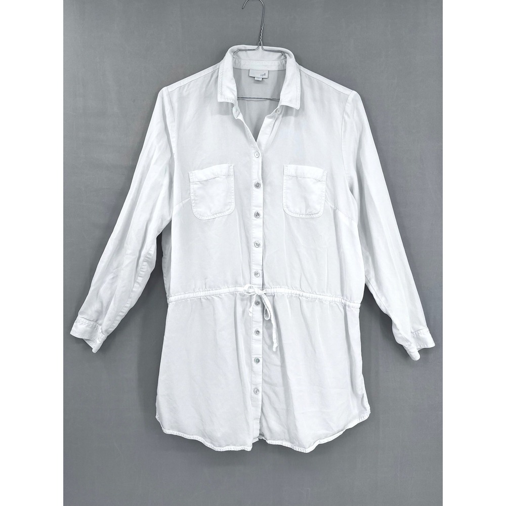 J. Jill Women's White Tencel Lyocell Drawstring Waist Shirt Tunic‎ Lagenlook L
